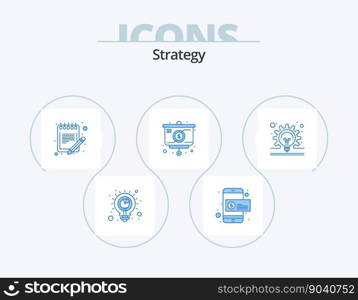 Strategy Blue Icon Pack 5 Icon Design. bulb. chart. list. strategy. sheet