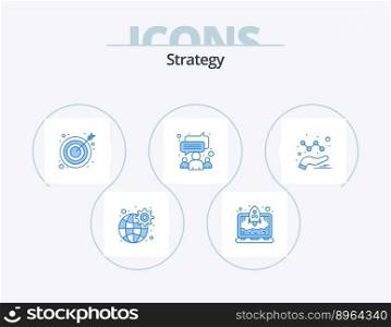 Strategy Blue Icon Pack 5 Icon Design. graph. analytics. goal. team. group