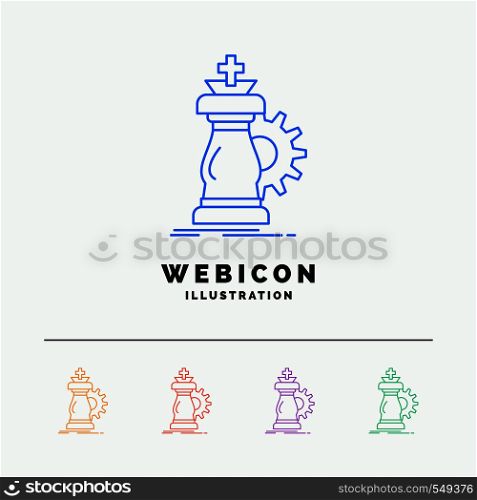 strategy, chess, horse, knight, success 5 Color Line Web Icon Template isolated on white. Vector illustration. Vector EPS10 Abstract Template background