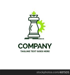 strategy, chess, horse, knight, success Flat Business Logo template. Creative Green Brand Name Design.