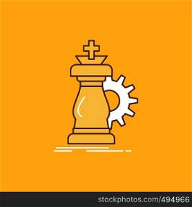 strategy, chess, horse, knight, success Flat Line Filled Icon. Beautiful Logo button over yellow background for UI and UX, website or mobile application. Vector EPS10 Abstract Template background