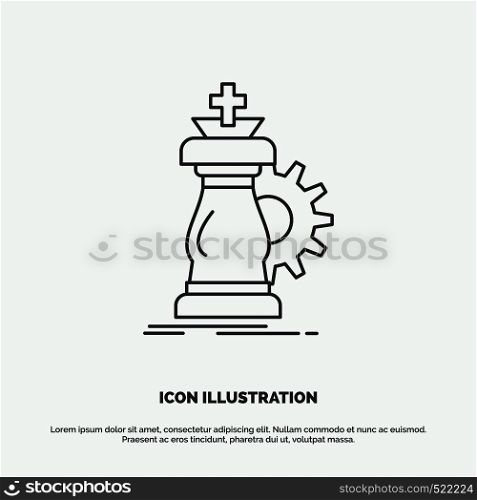 strategy, chess, horse, knight, success Icon. Line vector gray symbol for UI and UX, website or mobile application. Vector EPS10 Abstract Template background