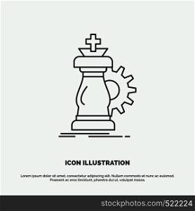 strategy, chess, horse, knight, success Icon. Line vector gray symbol for UI and UX, website or mobile application. Vector EPS10 Abstract Template background