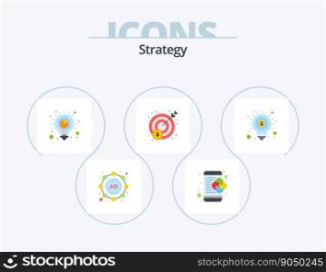 Strategy Flat Icon Pack 5 Icon Design. seo. idea. planning. target. money