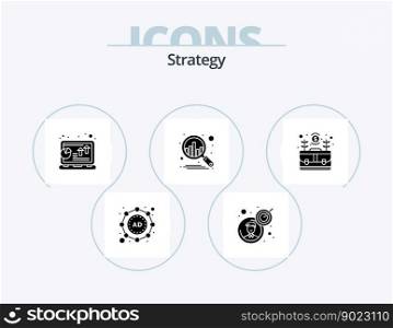 Strategy Glyph Icon Pack 5 Icon Design. case. bag. chart. analysis. business