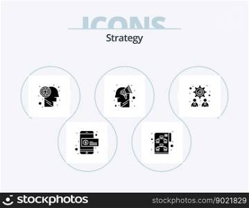 Strategy Glyph Icon Pack 5 Icon Design. strategy. labyrinth. brain storming. plan