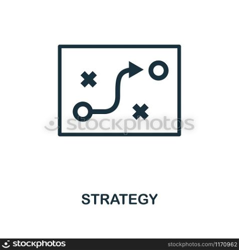 Strategy icon. Monochrome style design from business collection. UI. Pixel perfect simple pictogram strategy icon. Web design, apps, software, print usage.. Strategy icon. Monochrome style design from business icon collection. UI. Pixel perfect simple pictogram strategy icon. Web design, apps, software, print usage.