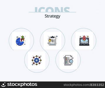 Strategy Line Filled Icon Pack 5 Icon Design. management. business. analytics. settings. gear