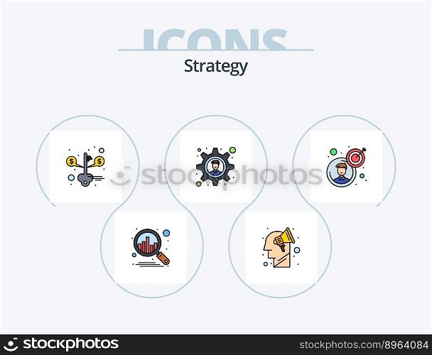 Strategy Line Filled Icon Pack 5 Icon Design. target. goal. mountain. business. start