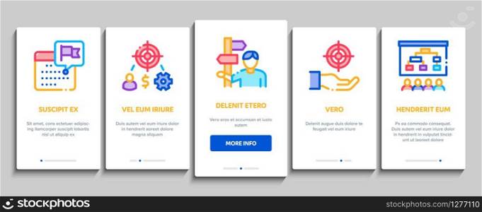 Strategy Manager Job Onboarding Mobile App Page Screen Vector. Contract Signing And Customer Database, Business Direction Strategy Manager Concept Linear Pictograms. Color Contour Illustrations. Strategy Manager Job Onboarding Elements Icons Set Vector