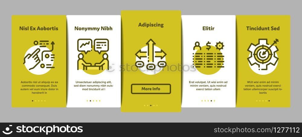 Strategy Manager Job Onboarding Mobile App Page Screen Vector. Contract Signing And Customer Database, Business Direction Strategy Manager Concept Linear Pictograms. Color Contour Illustrations. Strategy Manager Job Onboarding Elements Icons Set Vector
