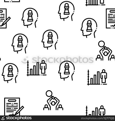 Strategy Manager Job Seamless Pattern Vector Thin Line. Illustrations. Strategy Manager Job Seamless Pattern Vector