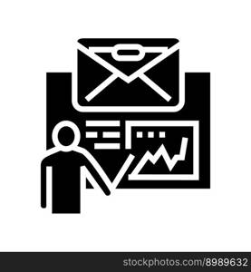 strategy review email marketing glyph icon vector. strategy review email marketing sign. isolated symbol illustration. strategy review email marketing glyph icon vector illustration