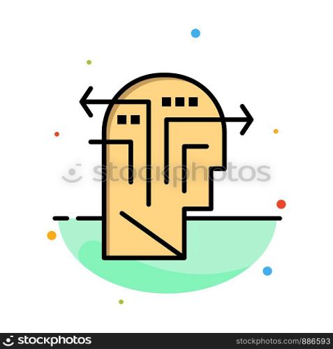 Strategy, Thinking, Mind, Head Abstract Flat Color Icon Template