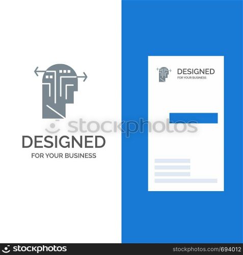 Strategy, Thinking, Mind, Head Grey Logo Design and Business Card Template