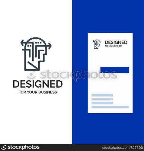 Strategy, Thinking, Mind, Head Grey Logo Design and Business Card Template