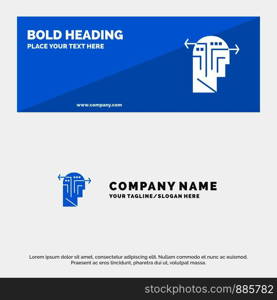 Strategy, Thinking, Mind, Head SOlid Icon Website Banner and Business Logo Template