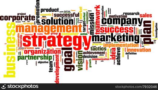 Strategy word cloud concept. Vector illustration