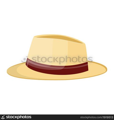 straw hat. Straw sunhat isolated on white. summer bonnet. Vector illistration in flat style. straw hat. Straw sunhat isolated on white.