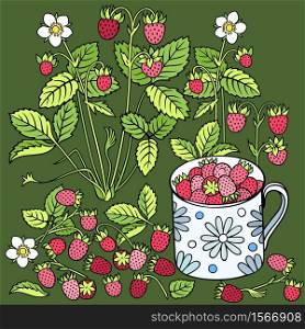 Strawberries cartoon vector hand drawn abstract illustration. Strawberries cartoon hand drawn illustration