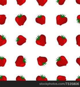 Strawberries seamless pattern, berries of red color with seeds, pattern made of collection of strawberries vector illustration, isolated on white. Strawberries Seamless Pattern Vector Illustration