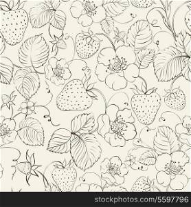 Strawberries seamless pattern of berries. Vector illustration.