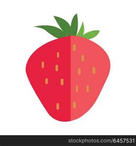Strawberries vector in flat style design. Fruit illustration for conceptual banners, icons, mobile app pictogram, infographic, and logotype element. Isolated on white background. . Strawberries Vector Illustration In Flat Style Design.