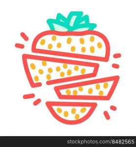 strawberries whole cut pieces color icon vector. strawberries whole cut pieces sign. isolated symbol illustration. strawberries whole cut pieces color icon vector illustration