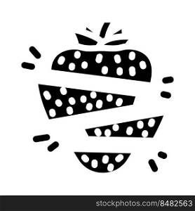 strawberries whole cut pieces glyph icon vector. strawberries whole cut pieces sign. isolated symbol illustration. strawberries whole cut pieces glyph icon vector illustration