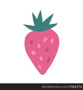 Strawberrry in hand drawn style isolated on white background. Doodle fresh organic summer fruit. Simple cute cartoon design. Vector illustration.. Strawberrry in hand drawn style isolated on white background.