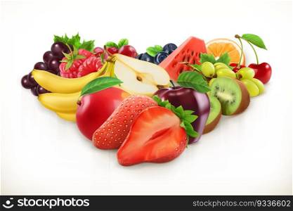 Strawberry and juicy fruits, vector illustration isolated on white