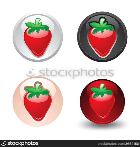 Strawberry button, set, web 2.0 icons