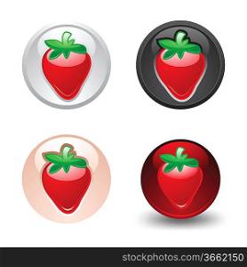 Strawberry button, set, web 2.0 icons