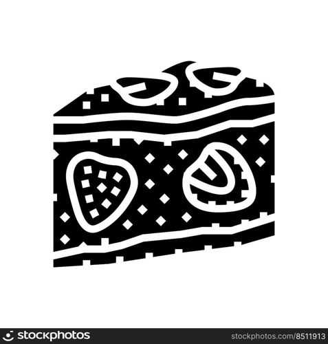 strawberry cake glyph icon vector. strawberry cake sign. isolated symbol illustration. strawberry cake glyph icon vector illustration
