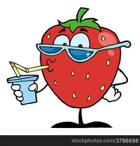 Strawberry Cartoon Character Juice Drink
