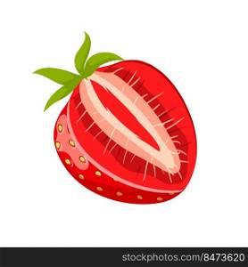 strawberry cartoon vector. cut red berry, sweet dessert, healthy juice strawberry vector illustration. strawberry cartoon vector illustration