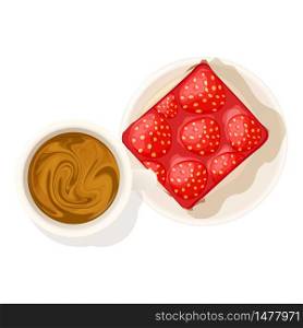 Strawberry cheesecake icon. Isometric illustration of strawberry cheesecake vector icon for web. Strawberry cheesecake icon, isometric style
