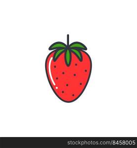 Strawberry color line icon isolated vector illustration. Linear image of a ripe juicy red berry. Healthy organic food logo. Strawberry color line icon isolated vector illustration