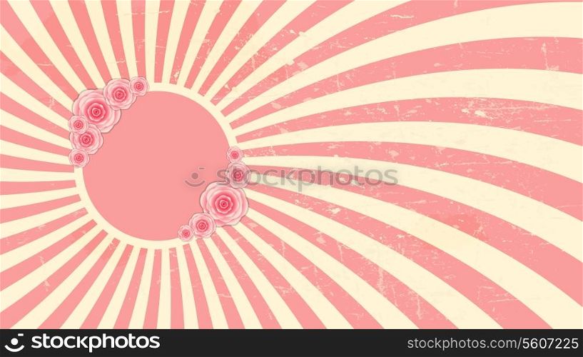 Strawberry, cream abstract hypnotic background with Rose Flowers. vector illustration