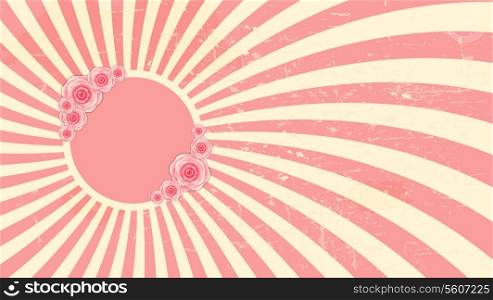 Strawberry, cream abstract hypnotic background with Rose Flowers. vector illustration