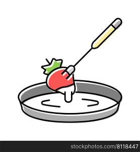 strawberry fondue color icon vector. strawberry fondue sign. isolated symbol illustration. strawberry fondue color icon vector illustration