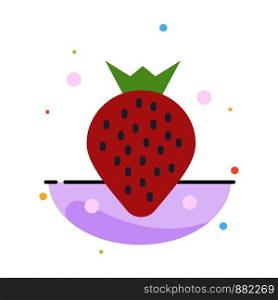 Strawberry, Food, Fruit, Berry Abstract Flat Color Icon Template