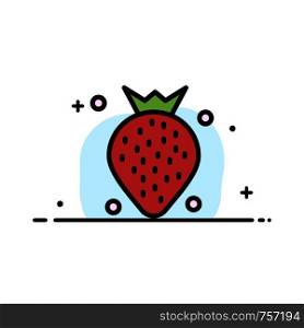 Strawberry, Food, Fruit, Berry Business Flat Line Filled Icon Vector Banner Template