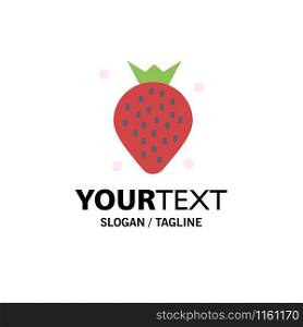 Strawberry, Food, Fruit, Berry Business Logo Template. Flat Color