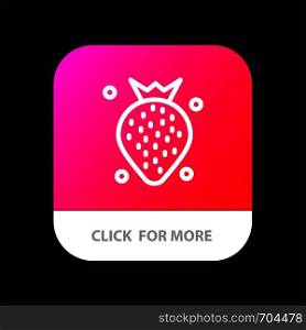 Strawberry, Food, Fruit, Berry Mobile App Button. Android and IOS Line Version