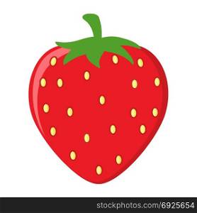 Strawberry Fruit Cartoon Drawing Simple Design. Illustration Isolated On White Background