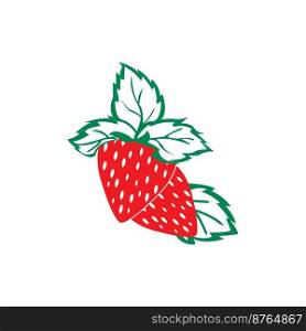 Strawberry fruit icon logo, vector design illustration 