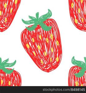Strawberry fruit seamless pattern. Food sketch illustration. Natural background.. Strawberry fruit seamless pattern. Food sketch illustration. Natural background