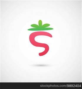 Strawberry Icon - alphabet shape S illustration