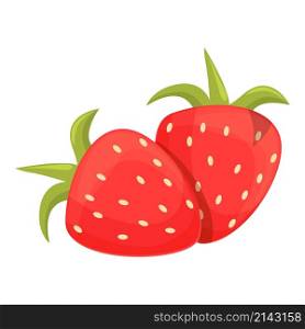 Strawberry icon cartoon vector. Green leaf. Red berry. Strawberry icon cartoon vector. Green leaf